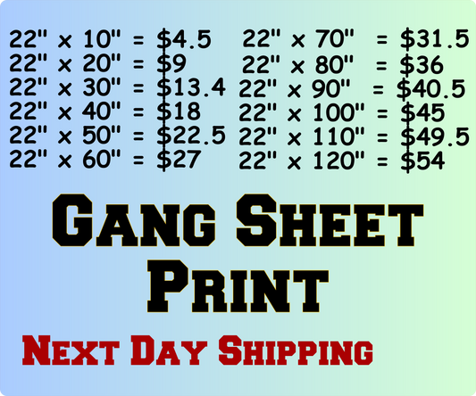 Bulk Gang Sheet, Dtf Transfers , Gang Sheet Print, Ready To Press,Ready To Print, Direct To Film, Bulk Printing, Same Day Service