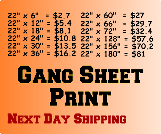 Bulk Gang Sheet, Dtf Transfers , Gang Sheet Print, Ready To Press,Ready To Print, Direct To Film, Bulk Printing, Same Day Service