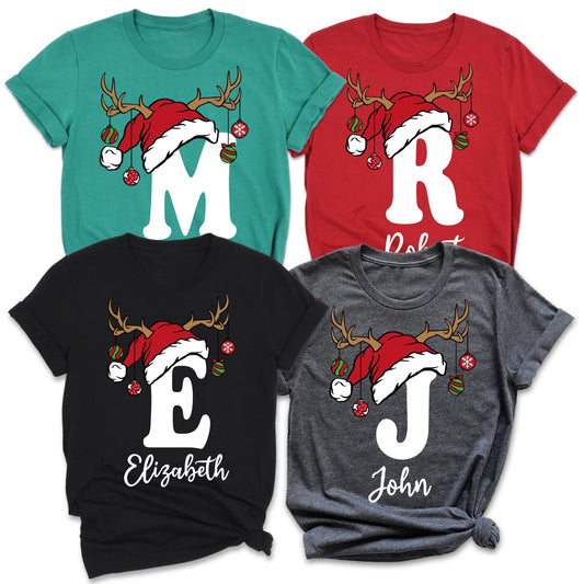 Personalized Christmas initial shirt